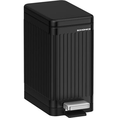 SONGMICS LTB562B01 Poubelle de salle de bain, 10 litres, avec couvercle, à pédale, petite, étroite pour petits espaces, acier, fermeture en douceur, noir d'encre SONGMICS LTB562B01 Poubelle de salle de bain, 10 litres, avec couvercle, à pédale, petite, étroite pour petits espaces, acier, fermeture en douceur, noir d'encre