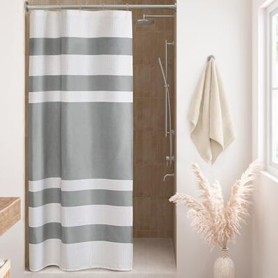 Madison Park Scotchgard Rideau de douche à tissage gaufré pour salle de bain – Gestion de l'humidité – Rideau de douche moderne de qualité spa pour salle de bain, 91,4 x 183 cm, gris Madison Park Scotchgard Rideau de douche à tissage gaufré pour salle de bain – Gestion de l'humidité – Rideau de douche moderne de qualité spa pour salle de bain, 91,4 x 183 cm, gris