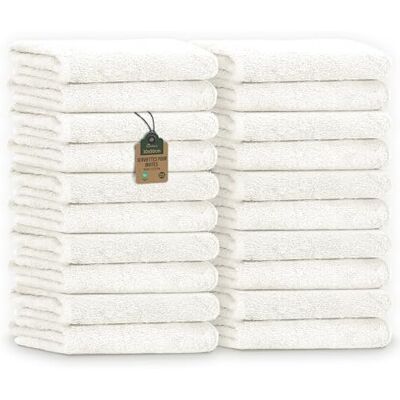 NatureMark – Serviettes pour Invités, pack de 20 pièces (30x50 cm), 100% coton, certifiées OEKO-TEX, douces, absorbantes et faciles à entretenir – Pour salle de bain, invités et spa – Naturel/Crème NatureMark – Serviettes pour Invités, pack de 20 pièces (30x50 cm), 100% coton, certifiées OEKO-TEX, douces, absorbantes et faciles à entretenir – Pour salle de bain, invités et spa – Naturel/Crème