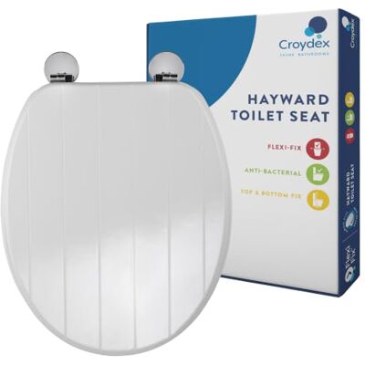 Croydex Flexi-Fix Kielder Siège de Toilette Universel à adhérence renforcée, Bois Dense, Blanc, 45.5 x 37.5 x 6 cm Croydex Flexi-Fix Kielder Siège de Toilette Universel à adhérence renforcée, Bois Dense, Blanc, 45.5 x 37.5 x 6 cm