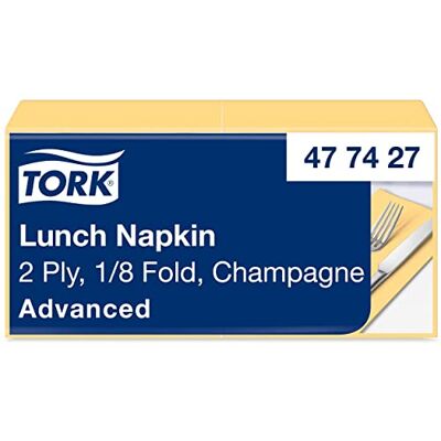 Tork 477427 Serviettes Lunch Advanced couleur champagne / 2 plis 33cm x 32,6cm 10 x 200 serviettes pliage 1/8 Tork 477427 Serviettes Lunch Advanced couleur champagne / 2 plis 33cm x 32,6cm 10 x 200 serviettes pliage 1/8