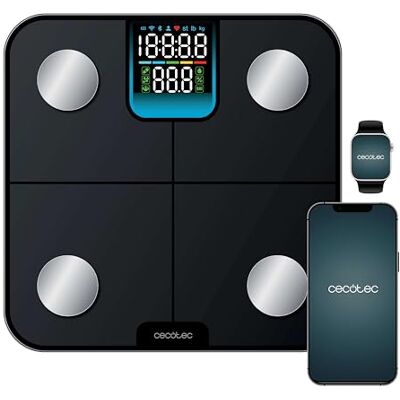 Cecotec Balance de salle de bain intelligente avec application Surface Precision HealthySmart. Bluetooth et 25 paramètres, dimensions 28 x 28 cm, écran LCD, capacité maximale de 180 kg, fonctionne Cecotec Balance de salle de bain intelligente avec application Surface Precision HealthySmart. Bluetooth et 25 paramètres, dimensions 28 x 28 cm, écran LCD, capacité maximale de 180 kg, fonctionne