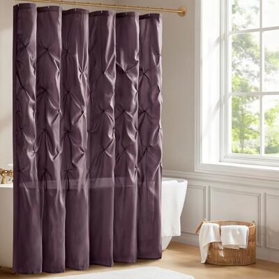 Madison Park Laurel Rideau de douche en polyester Prune 182 x 183 cm Madison Park Laurel Rideau de douche en polyester Prune 182 x 183 cm