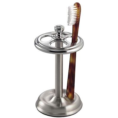 InterDesign iDesign York Metal porte brosse a dent, bel organisateur maquillage en acier inoxydable, argenté/argenté mat InterDesign iDesign York Metal porte brosse a dent, bel organisateur maquillage en acier inoxydable, argenté/argenté mat
