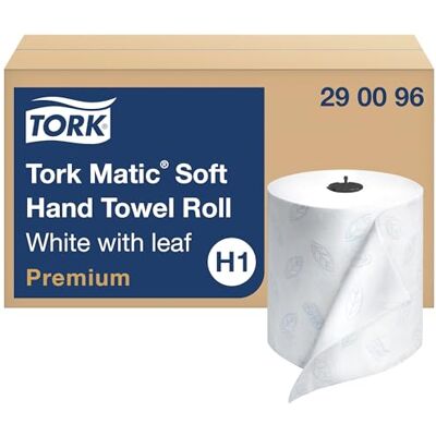 Tork Matic Premium 290096 Rouleau de papier essuie-mains H1 en papier doux, absorbant, durable, épais, double épaisseur, blanc, 6 rouleaux x 160 m Tork Matic Premium 290096 Rouleau de papier essuie-mains H1 en papier doux, absorbant, durable, épais, double épaisseur, blanc, 6 rouleaux x 160 m