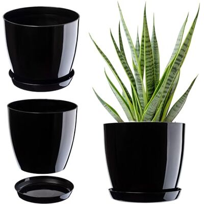 KADAX Pot de fleurs avec soucoupe, diamètre : 20 cm, noir, pour l'intérieur et l'extérieur, idéal pour le salon, le balcon, la salle de bain ou les toilettes. Les couleurs vives apportent de la KADAX Pot de fleurs avec soucoupe, diamètre : 20 cm, noir, pour l'intérieur et l'extérieur, idéal pour le salon, le balcon, la salle de bain ou les toilettes. Les couleurs vives apportent de la