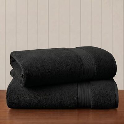 Madison Park Lot de 2 serviettes de bain surdimensionnées 100% coton de 800 g/m² très absorbantes de qualité hôtelière/spa pour salle de bain Noir Madison Park Lot de 2 serviettes de bain surdimensionnées 100% coton de 800 g/m² très absorbantes de qualité hôtelière/spa pour salle de bain Noir
