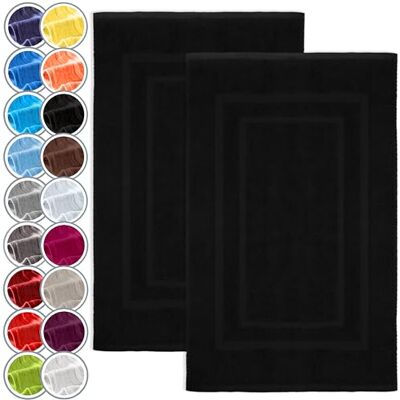 NatureMark Lot de 2 tapis de bain Qualité supérieure 100% coton 50 x 80 cm Tapis de douche Couleur : noir NatureMark Lot de 2 tapis de bain Qualité supérieure 100% coton 50 x 80 cm Tapis de douche Couleur : noir