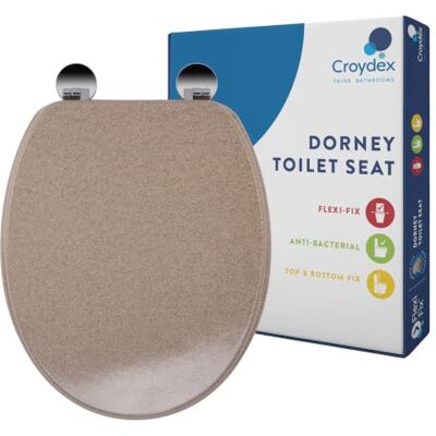 Croydex WL601915H Dorney Always Fits Never Slips Siège de Toilette Antibactérien Bois Grès 45 x 37,5 x 6 cm Croydex WL601915H Dorney Always Fits Never Slips Siège de Toilette Antibactérien Bois Grès 45 x 37,5 x 6 cm