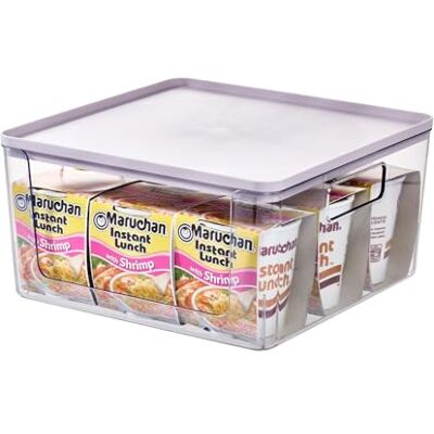 InterDesign iDesign Boîte de rangement ouverte sur le devant avec poignées, boîte de rangement avec couvercle, polyvalente comme rangement de cuisine ou de salle de bain, en plastique recyclé, violet InterDesign iDesign Boîte de rangement ouverte sur le devant avec poignées, boîte de rangement avec couvercle, polyvalente comme rangement de cuisine ou de salle de bain, en plastique recyclé, violet