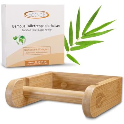 ECENCE Porte Papier Toilette Bois Mural Sans Perçage ou à Vis Bois de bambou Double fixation Auto adhésif ou vis Design naturel Salle de bain ECENCE Porte Papier Toilette Bois Mural Sans Perçage ou à Vis Bois de bambou Double fixation Auto adhésif ou vis Design naturel Salle de bain