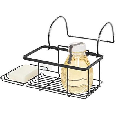 InterDesign iDesign Rangement de salle de bain sans perçage Petit plateau de bain en métal à suspendre Pour savon, cosmétiques, livres, tablette et téléphone Noir mat 30,7 x 26 x 17 cm InterDesign iDesign Rangement de salle de bain sans perçage Petit plateau de bain en métal à suspendre Pour savon, cosmétiques, livres, tablette et téléphone Noir mat 30,7 x 26 x 17 cm