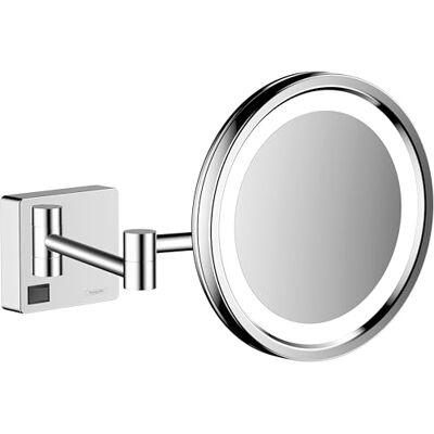 Hansgrohe AddStoris Miroir cosmétique avec éclairage LED, Miroir de maquillage lumineux, Miroir grossissant x3, Chromé, 41790000 Hansgrohe AddStoris Miroir cosmétique avec éclairage LED, Miroir de maquillage lumineux, Miroir grossissant x3, Chromé, 41790000