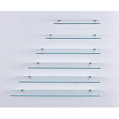 Euro Tische Étagère murale en verre transparent de 60 cm pour salle de bain, avec verre de sécurité ESG de 6 mm et supports en métal, différentes tailles Euro Tische Étagère murale en verre transparent de 60 cm pour salle de bain, avec verre de sécurité ESG de 6 mm et supports en métal, différentes tailles