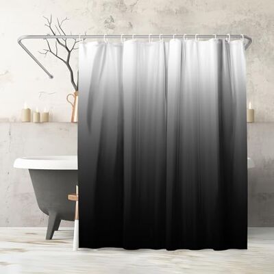 Americanflat Rideau de Douche 180x200 cm Noir Dégradé 100% Polyester Rideau Salle de Bain Résistant à l'Eau avec Œillets en Métal et 12 Crochets Plastiques Durables Americanflat Rideau de Douche 180x200 cm Noir Dégradé 100% Polyester Rideau Salle de Bain Résistant à l'Eau avec Œillets en Métal et 12 Crochets Plastiques Durables