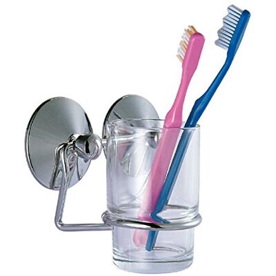 Support à Brosses à Dents Portable MSV - Fixation Murale avec Verre Support à Brosses à Dents Portable MSV - Fixation Murale avec Verre