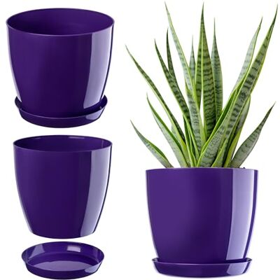 KADAX Pot de fleurs avec soucoupe, diamètre : 20 cm, violet, pour l'intérieur et l'extérieur, idéal pour le salon, le balcon, la salle de bain ou les toilettes. Les couleurs vives apportent de la KADAX Pot de fleurs avec soucoupe, diamètre : 20 cm, violet, pour l'intérieur et l'extérieur, idéal pour le salon, le balcon, la salle de bain ou les toilettes. Les couleurs vives apportent de la