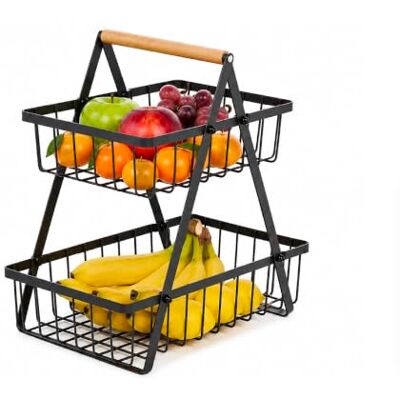 Amig Panier à Fruits 2 Niveaux STILO04-30 x 18,4 x 32 cm Acier et Bambou Couleur Noir et Bois Naturel Panier Vertical avec 2 Paniers Démontables pour Plan de Travail Amig Panier à Fruits 2 Niveaux STILO04-30 x 18,4 x 32 cm Acier et Bambou Couleur Noir et Bois Naturel Panier Vertical avec 2 Paniers Démontables pour Plan de Travail