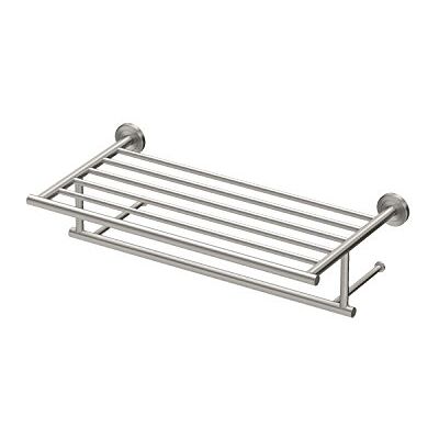Gatco 1818SN Latitude II Minimalist Towel Rack Satin Nickel Stainless Steel Wall Mounted 19.75" W x 5.25" H x 10.25" D Hotel Style Towel Rack with Towel Bar Gatco 1818SN Latitude II Minimalist Towel Rack Satin Nickel Stainless Steel Wall Mounted 19.75" W x 5.25" H x 10.25" D Hotel Style Towel Rack with Towel Bar