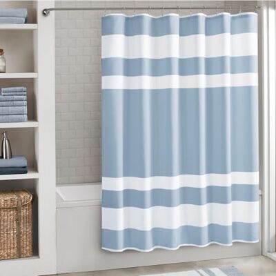 Madison Park Scotchgard – Rideau de douche à tissage gaufré pour salle de bain – Gestion de l'humidité – Rideau de douche moderne de qualité spa pour salle de bain – 183 x 198 cm – Bleu Madison Park Scotchgard – Rideau de douche à tissage gaufré pour salle de bain – Gestion de l'humidité – Rideau de douche moderne de qualité spa pour salle de bain – 183 x 198 cm – Bleu