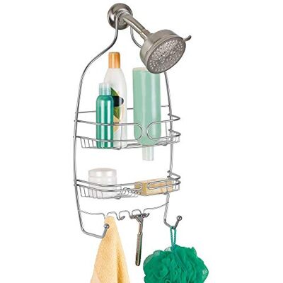 InterDesign iDesign Neo Étagère de douche suspendue en métal avec deux paniers pour shampooing, gel douche et crochet pour gant de toilette et rasoirs Argenté InterDesign iDesign Neo Étagère de douche suspendue en métal avec deux paniers pour shampooing, gel douche et crochet pour gant de toilette et rasoirs Argenté