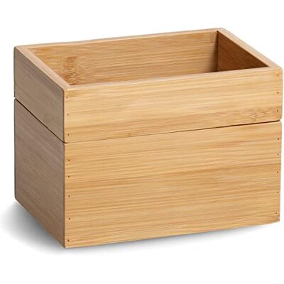 Zeller 13319 Lot de 2 boîtes de rangement empilables en bambou, env. 17 x 12 x 12 cm, pour la maison, le bureau et la salle de bain Zeller 13319 Lot de 2 boîtes de rangement empilables en bambou, env. 17 x 12 x 12 cm, pour la maison, le bureau et la salle de bain