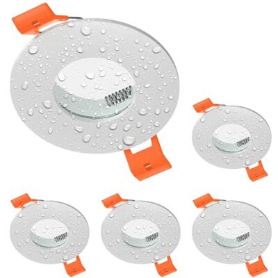 ledscom.de 5x cadre d'encastrement pour plafond de salle de bain ERID, pièce humide, salle de bain, IP44, rond, blanc mat ledscom.de 5x cadre d'encastrement pour plafond de salle de bain ERID, pièce humide, salle de bain, IP44, rond, blanc mat