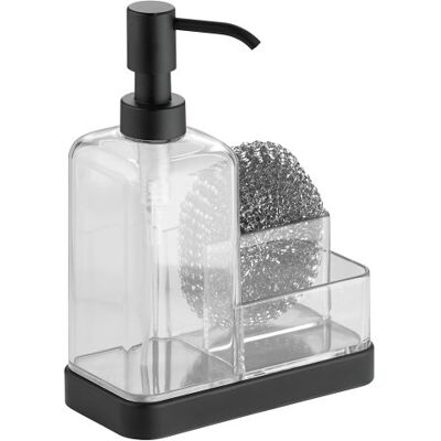 InterDesign iDesign Forma BPA-Free Plastic Soap and Sponge Sink Organizer Caddy 6" x 3.5" x 8.25", Clear/Matte Black InterDesign iDesign Forma BPA-Free Plastic Soap and Sponge Sink Organizer Caddy 6" x 3.5" x 8.25", Clear/Matte Black