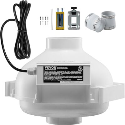 VEVOR Kit d'Installation de Ventilateur Radon 98-89 mm, Atténuation 260 CFM, 2 Raccords, Indicateur de Pression et Extraction en Ligne VEVOR Kit d'Installation de Ventilateur Radon 98-89 mm, Atténuation 260 CFM, 2 Raccords, Indicateur de Pression et Extraction en Ligne