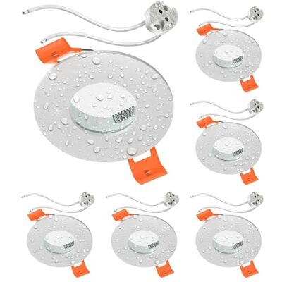 ledscom.de 6x cadre d'encastrement pour plafond de salle de bain ERID, pièce humide, salle de bain, IP44, rond, blanc mat, douille GU5.3 incluse ledscom.de 6x cadre d'encastrement pour plafond de salle de bain ERID, pièce humide, salle de bain, IP44, rond, blanc mat, douille GU5.3 incluse