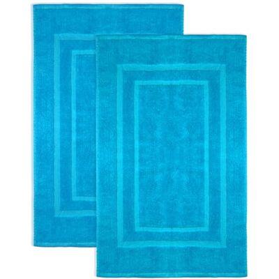 NatureMark Lot de 2 tapis de bain Qualité supérieure 100% coton 50 x 80 cm Lot de 2 tapis de douche Couleur : turquoise NatureMark Lot de 2 tapis de bain Qualité supérieure 100% coton 50 x 80 cm Lot de 2 tapis de douche Couleur : turquoise