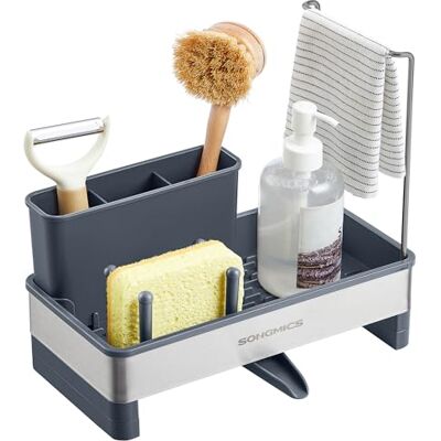 SONGMICS Organisateur Évier de Cuisine, Porte-accessoires pour Évier avec Porte-éponge, pour Brosses, Chiffons, Savon, en Acier Inoxydable, Bec Rotatif, Gris Ardoise et Argent KCS555GN01 SONGMICS Organisateur Évier de Cuisine, Porte-accessoires pour Évier avec Porte-éponge, pour Brosses, Chiffons, Savon, en Acier Inoxydable, Bec Rotatif, Gris Ardoise et Argent KCS555GN01