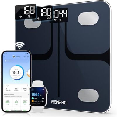 RENPHO Balance Connectée Balance Pèse-personne Wi-Fi pour Mesurer la Graisse Corporelle, Balance de Composition Corporelle avec Application pour Smartphone pour le Fitness, Technologie Step-On, Noir RENPHO Balance Connectée Balance Pèse-personne Wi-Fi pour Mesurer la Graisse Corporelle, Balance de Composition Corporelle avec Application pour Smartphone pour le Fitness, Technologie Step-On, Noir