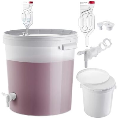 KADAX Seau de fermentation de 33 l avec robinet, tube de fermentation et bouchon en caoutchouc, récipient de fermentation en plastique avec robinet de vidage, bec de fermentation et bouchon pour la KADAX Seau de fermentation de 33 l avec robinet, tube de fermentation et bouchon en caoutchouc, récipient de fermentation en plastique avec robinet de vidage, bec de fermentation et bouchon pour la