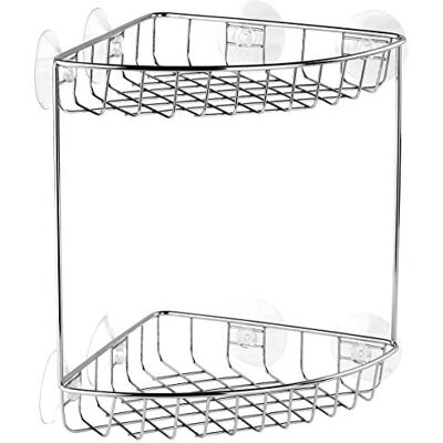 TATAY Étagère Salle de Bain sans Perçage d’Angle 2 Niveaux, 19 x 19 x 26 cm Étagère Angle 2 Niveaux Ventouses + Vis PP/Acier 100% Inox Résiste Humidité/Corrosion Drainage, 19 x 19 x 26 cm TATAY Étagère Salle de Bain sans Perçage d’Angle 2 Niveaux, 19 x 19 x 26 cm Étagère Angle 2 Niveaux Ventouses + Vis PP/Acier 100% Inox Résiste Humidité/Corrosion Drainage, 19 x 19 x 26 cm