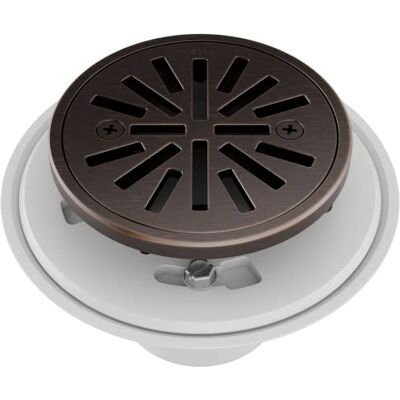Delta 4 Inch Oil Rubbed Bronze Tile-In Round Shower Floor Drain with Gasket and Removable Drain Gate, Venetian Bronze DT061411-RB Delta 4 Inch Oil Rubbed Bronze Tile-In Round Shower Floor Drain with Gasket and Removable Drain Gate, Venetian Bronze DT061411-RB