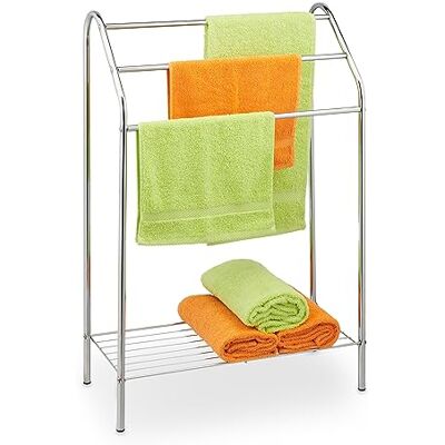 Relaxdays Porte-serviettes à 3 barres en acier Argenté 83,5 x 57,5 x 25,5 cm Relaxdays Porte-serviettes à 3 barres en acier Argenté 83,5 x 57,5 x 25,5 cm