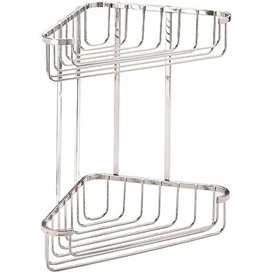Croydex QM263841 Grand panier de douche d'angle chromé à 2 niveaux, antirouille Croydex QM263841 Grand panier de douche d'angle chromé à 2 niveaux, antirouille