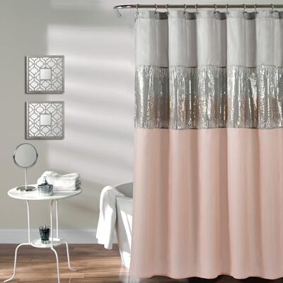 Lush Decor Rideau de douche ciel nocturne, 183 x 183 cm, gris et blush Lush Decor Rideau de douche ciel nocturne, 183 x 183 cm, gris et blush
