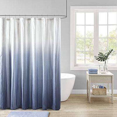 Madison Park Ara – Rideaux de salle de bain en seersucker ombré, style moderne, 183 x 183 cm, bleu Madison Park Ara – Rideaux de salle de bain en seersucker ombré, style moderne, 183 x 183 cm, bleu