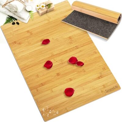 SereneLife Tapis de Bain en Bambou Naturel – Tapis de Sol Pliable Résistant à l’Eau et aux Intempéries pour Salle de Bain et Douche, Design à Lattes Multiples, Antidérapant SereneLife Tapis de Bain en Bambou Naturel – Tapis de Sol Pliable Résistant à l’Eau et aux Intempéries pour Salle de Bain et Douche, Design à Lattes Multiples, Antidérapant