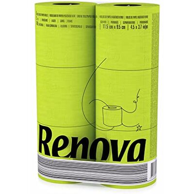 Renova Papier Hygiénique Black Label Vert, 6 rouleaux, Colorés, Technologie double face, 3 plis vert 200064514 Renova Papier Hygiénique Black Label Vert, 6 rouleaux, Colorés, Technologie double face, 3 plis vert 200064514