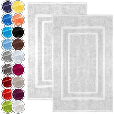 NatureMark Lot de 2 tapis de bain Qualité supérieure 100% coton 50 x 80 cm Tapis de douche Couleur : blanc NatureMark Lot de 2 tapis de bain Qualité supérieure 100% coton 50 x 80 cm Tapis de douche Couleur : blanc