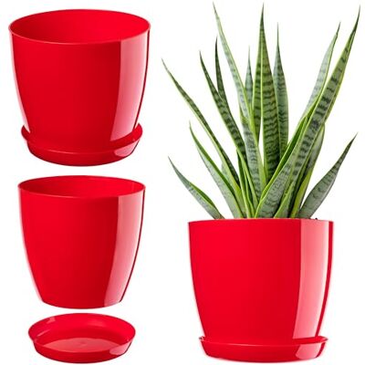 KADAX Pot de fleurs avec soucoupe, diamètre : 20 cm, rouge, pour l'intérieur et l'extérieur, idéal pour le salon, le balcon, la salle de bain ou les toilettes. Les couleurs vives apportent de la KADAX Pot de fleurs avec soucoupe, diamètre : 20 cm, rouge, pour l'intérieur et l'extérieur, idéal pour le salon, le balcon, la salle de bain ou les toilettes. Les couleurs vives apportent de la