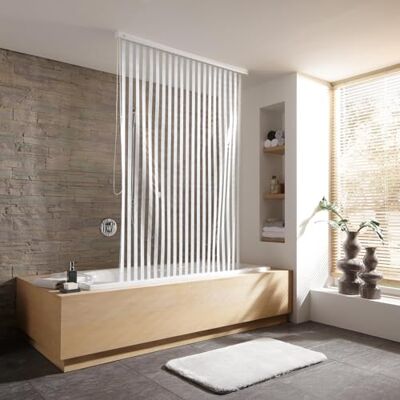 Kleine Wolke Rideau de douche pour cassette vide de store de douche Blanc rayé 128 x 240 cm Kleine Wolke Rideau de douche pour cassette vide de store de douche Blanc rayé 128 x 240 cm