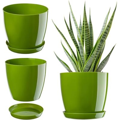 KADAX Pot de fleurs avec soucoupe, diamètre : 20 cm, vert, pour l'intérieur et l'extérieur, idéal pour le salon, le balcon, la salle de bain ou les toilettes. Les couleurs vives apportent de la KADAX Pot de fleurs avec soucoupe, diamètre : 20 cm, vert, pour l'intérieur et l'extérieur, idéal pour le salon, le balcon, la salle de bain ou les toilettes. Les couleurs vives apportent de la