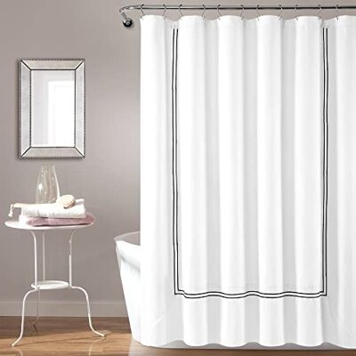 Lush Decor Hotel Collection Rideau de douche Blanc et noir 183 x 183 cm Lush Decor Hotel Collection Rideau de douche Blanc et noir 183 x 183 cm