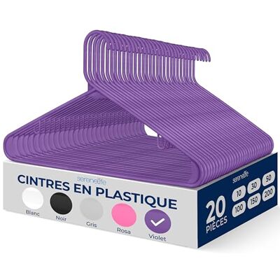 SereneLife Cintres Plastique Antidérapants Ultra-Fins – Légers et Gain de Place – Pour Robes, Chemises, Pulls, Sweats, Vêtements Enfants – Porte-Vêtements Fins – Lot de 20 – Violet SereneLife Cintres Plastique Antidérapants Ultra-Fins – Légers et Gain de Place – Pour Robes, Chemises, Pulls, Sweats, Vêtements Enfants – Porte-Vêtements Fins – Lot de 20 – Violet