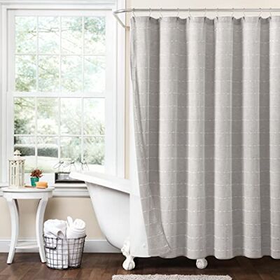 Lush Decor Farmhouse Lot de 2 rideaux de douche transparents texturés avec doublure en Peva, 182,9 x 182,9 cm, gris Lush Decor Farmhouse Lot de 2 rideaux de douche transparents texturés avec doublure en Peva, 182,9 x 182,9 cm, gris