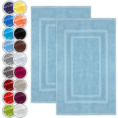 NatureMark Lot de 2 tapis de bain Qualité supérieure 100% coton 50 x 80 cm Tapis de douche Couleur : bleu clair NatureMark Lot de 2 tapis de bain Qualité supérieure 100% coton 50 x 80 cm Tapis de douche Couleur : bleu clair